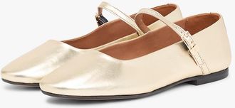 Tommy Hilfiger Womens Metallic Leather Mary Jane Flat - Gold - US 8.5 / EU 39