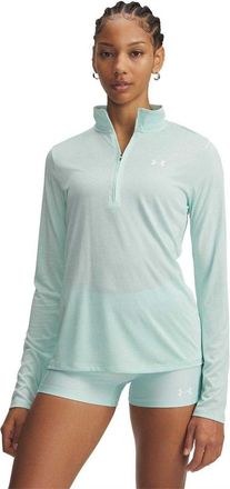 Under Armour Dames-top met halve rits en textuur (Munt)