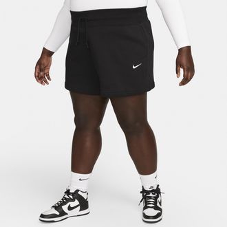 Nike Womens Nike Sportswear Phoenix Fleece High-Waisted Loose Shorts (Plus Size) in Black | FD1411-010