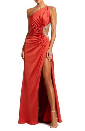 Mac Duggal Jewel Embellished Side Cut Out Gown in Red at Nordstrom, Size 6