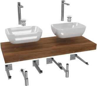 Puma Naturel - Conjunto De Ba&ntilde;o Sat Con Encimera De Lavabo Dolce 120x8x50 Cm, Roble Charleston Ksetdo19