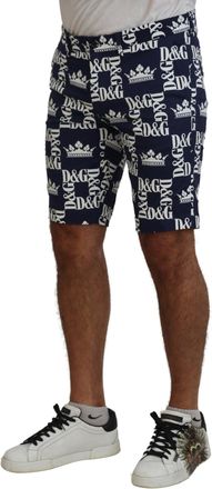 Dolce & Gabbana Mens Blue Logo Print Cotton Chinos Shorts
