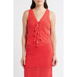 Marine Layer Amada Tie Front Sweater Vest in Red at Nordstrom, Size X-Large
