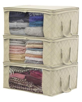 Sorbus 3Pc Aqua Fiber Clothing Storage Bags