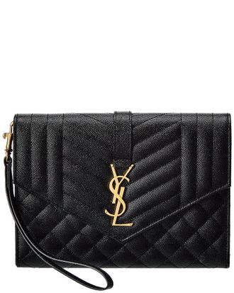 Saint Laurent Monogram Leather Clutch
