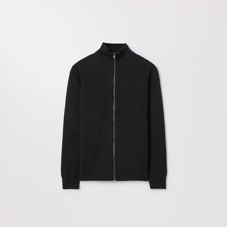 Asket The Merino Zip Cardigan Charcoal Melange