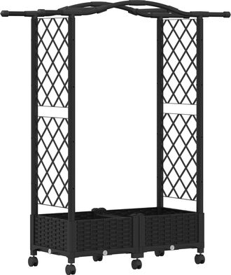 vidaXL Cama Elevada Con Trellis Y Techo Negro 124 X 40 X 129 Cm Pp Vidaxl