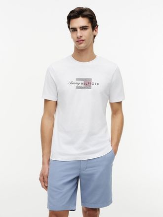 Tommy Hilfiger Mens Tommy Script Flag Logo T-Shirt - White - XL