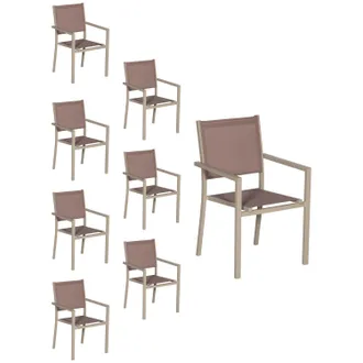 Happy Garden Happy Garden - Juego De 8 Sillas De Aluminio Color Topo Textileno Topo