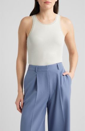 Boss Orange by Hugo Boss Eplie Stretch Cotton Rib Tank in Open White at Nordstrom, Size X-Large