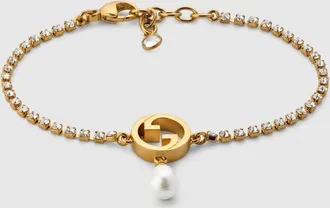 Gucci Blondie Crystal Bracelet, Gold-toned metal, Gold-toned metal