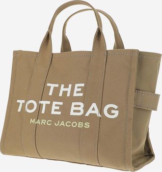 Marc Jacobs Womens Medium Tote Bag With Logo Print Beige Cotton Handbags Hand