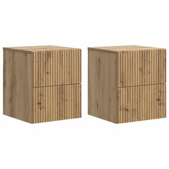 vidaXL Mesita De Noche De Pared Con Caj&oacute;n 2 Pcs Roble Artesanal Vidaxl