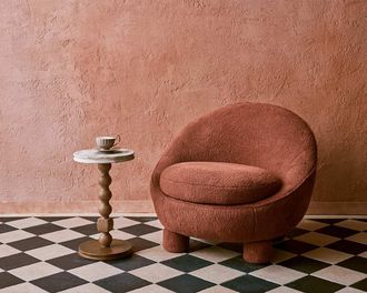 Castlery Tan France Rumi Chair, Plush Sherpa, Rust, Brown, Castlery