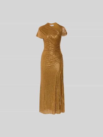 Self Portrait Maxikleid mit Allover-Ziersteinbesatz in Gold, Gr&ouml;&szlig;e XL