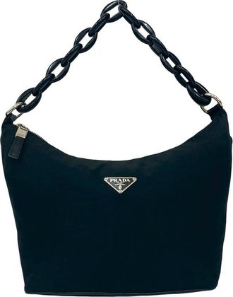 Prada Black Nylon Plastic Handbag Tote Bag (Pre-Owned)