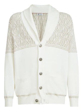 Brunello Cucinelli cotton jacquard cardigan - White