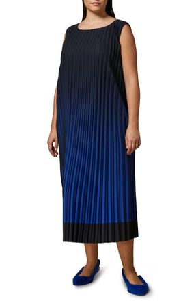 Marina Rinaldi Danzare Pleated Crepe Maxi Tank Dress In Blue Night Blue