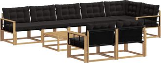 vidaXL Conjunto De Sof&aacute;s De Exterior 9 Uds. Blanco Y Negro Vidaxl