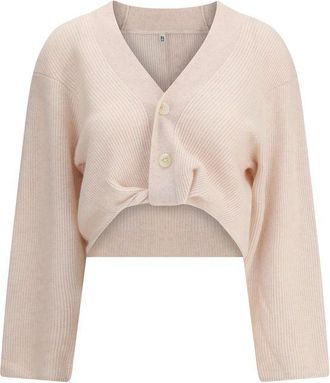 R13 Womens Knit Cardigan Cropped - Nude Cashmere - Size Medium