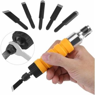 OEM Cinceles Para Madera, Cincel El&eacute;ctrico Para Tallar Y Grabar Madera, Herramienta Con 5 Hojas Y 1 Llave