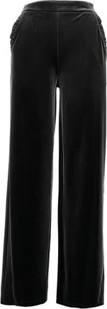 Emporio Armani Wide-Leg Palazzo Broek van Fluweel - Dames - Broeken - Zwart - Maat: M