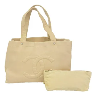 Chanel Beige Grained Calfskin Tote Bag (Pre-Owned)