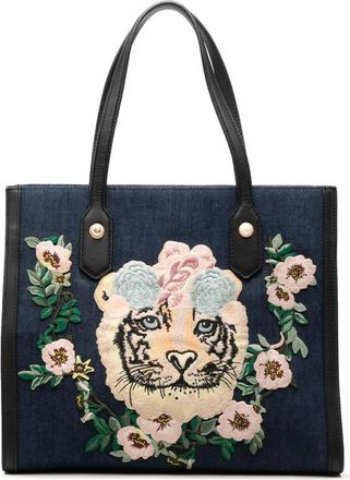 Gucci Pre-owned Gucci Denim Embroidered Tiger Tote Unisex QVQW7A5L29K3RJWM
