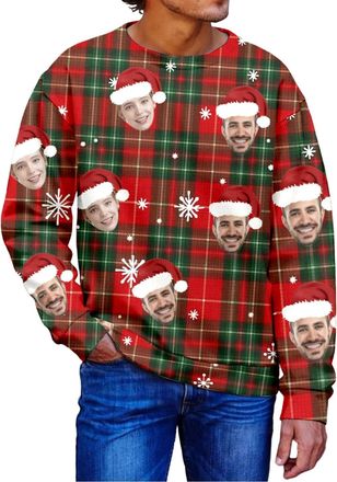 Generic Personalised Funny Christmas Jumper for Men Women, Custom Funny Christmas Jumpers with Your Photo, Xmas Sweatshirt for Men or Women Outfits Ugly Sweat
