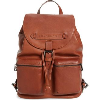 Longchamp Medium 3D Leather Backpack in Cognac at Nordstrom Rack