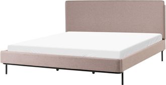 Beliani Cama Con Somier Moderna De Tela Con Cabecero Tapizado Gris Pardo 180 X 200 Cm Corio