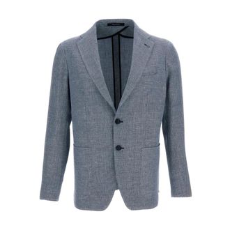 Tagliatore Blazers, male, Blue, Size: 3XL Blazer classico in misto lino