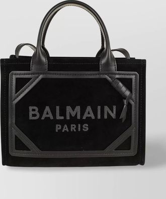 Balmain small suede leather logo crossbody bag