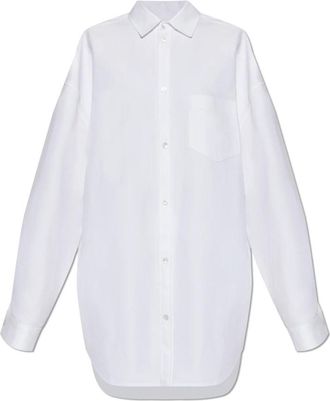 Balenciaga Outerwear Shirt Large Fit - Dames - Overhemden - Wit - XS - Katoen - Overhemden