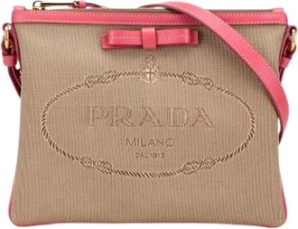 Prada Pre-owned Cross Body Bags, female, Multicolor, Size: ONE SIZE Pre-owned Canvas Crossbody Bag