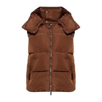 Dsquared2 Gewatteerd Vest met Afneembare Capuchon - Heren - Bodywarmers - Bruin - XS - Leer - Jassen