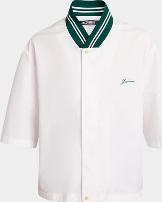 Jacquemus Mens Button-Down Baseball Shirt