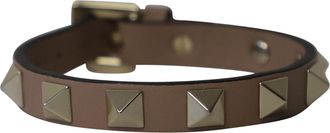 Valentino Pre-owned Womens Garavani Rockstud Bracelet in Brown Calfskin Leather Leather (archived) - One Size