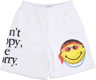 Market Smiley Logo Sweatshorts Elastische Taille - Heren - Korte Broeken - Wit - M - Katoen - Korte Broeken