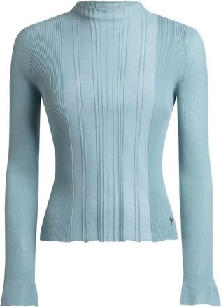 Etro raised-collar jacquard sweater - women - Cotton/Fabric - 42 - Blue