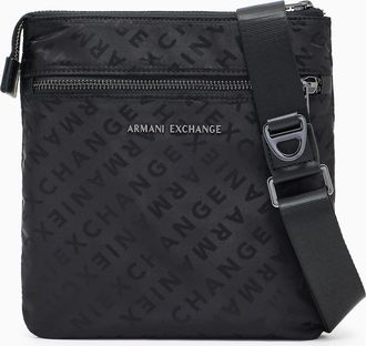A|X Armani Exchange Mens Borsa Pattern Crossbody Bag, Black, One Size