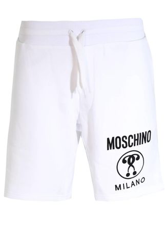 Moschino Mens Cotton Sweatshorts With Logo In White