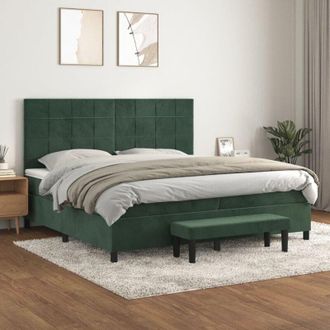 vidaXL Vidaxl - Cama Box Spring Con Colch&oacute;n Terciopelo Verde Oscuro 200x200 Cm