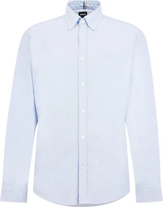 HUGO BOSS Heren Liam Patroon Kraag Lange Mouw Overhemd (Pastelblauw)