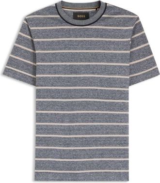 BOSS Cotton-linen T-shirt with horizontal stripe