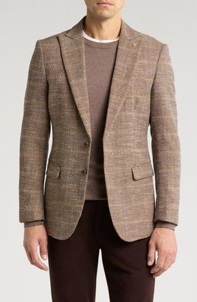 Elie Tahari Slim Fit Textured Plaid Blazer in Beige at Nordstrom Rack, Size Xx-Large