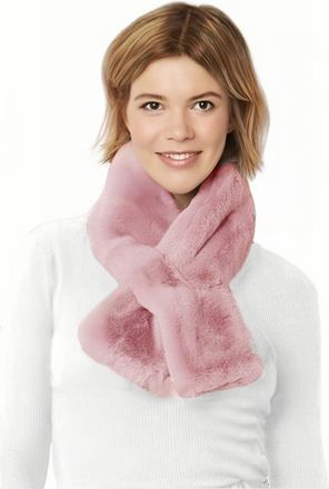 Lina & Lily Faux Fur Pull-Through Womens Winter Collar Scarf Neck Warmer Rectangle Fluffy (Dusty Pink)