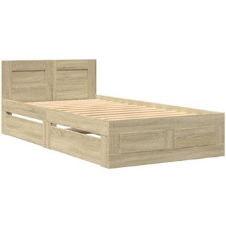 vidaXL Cama Con Cabecero Madera De Ingenier&iacute;a Roble Sonoma 100x200 Cm Vidaxl