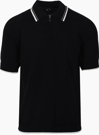 A|X Armani Exchange Mens ARMANI EXCHANGE KNITTED POLO SHIRT BLACK - Size: 44
