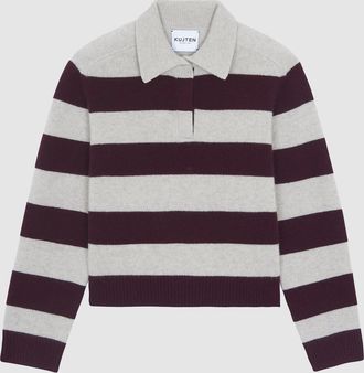 Kujten Polo Royce Stripe Bordeaux Av